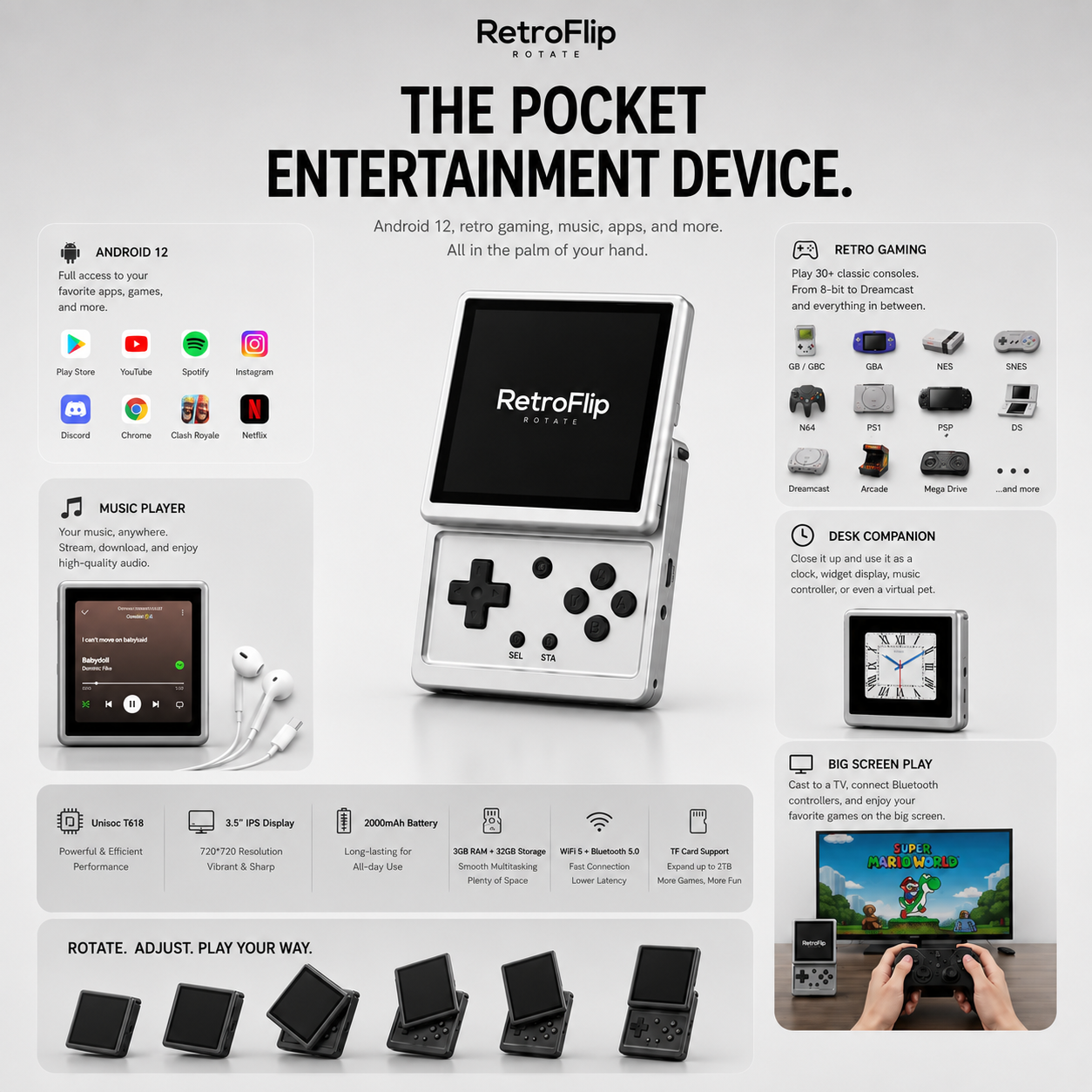 RetroFlip Rotate - Pocket Size Console